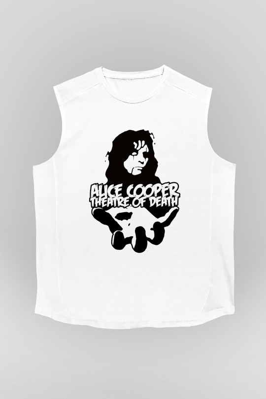 Alice Cooper Beyaz Unisex Kolsuz Tişört
