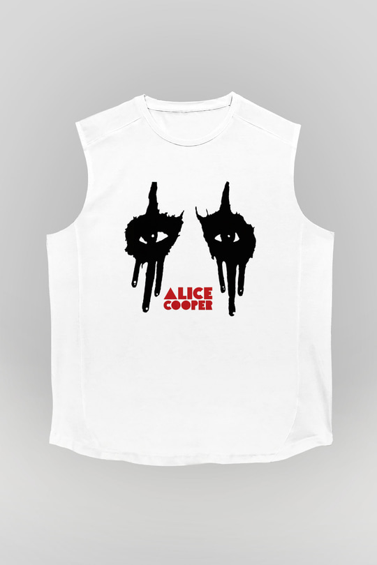 Alice Cooper Beyaz Unisex Kolsuz Tişört