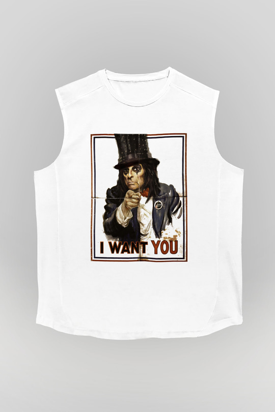 Alice Cooper Beyaz Unisex Kolsuz Tişört
