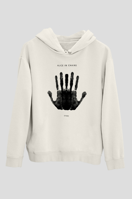 Alice in Chains Baskılı Unisex Beyaz Hoodie