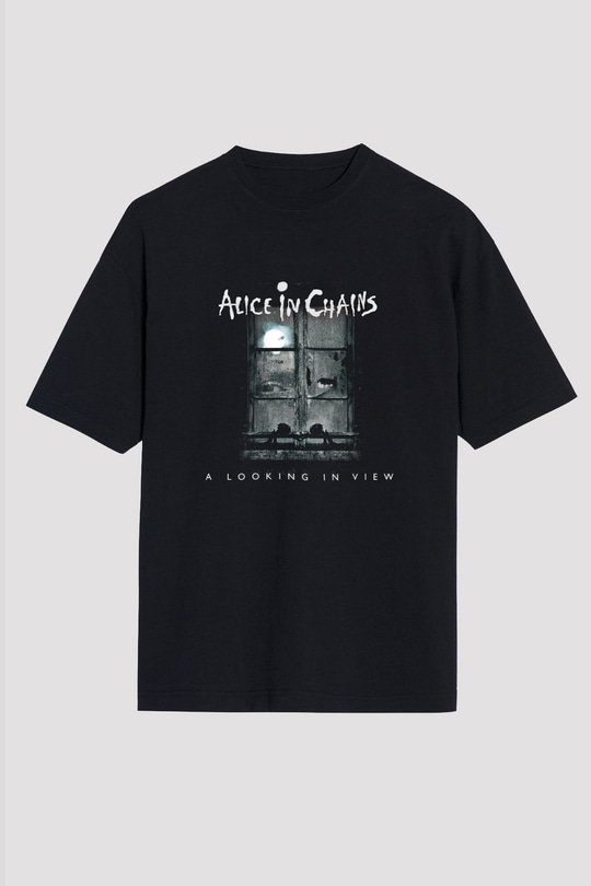 Alice in Chains Baskılı Unisex Siyah Oversize Tişört