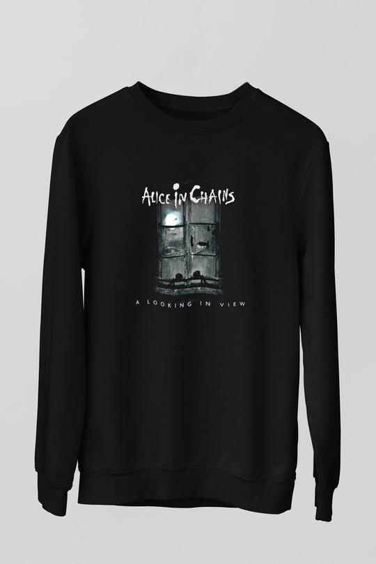 Alice in Chains Baskılı Unisex Siyah Sweatshirt