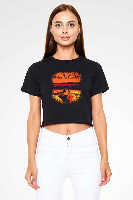 Alice in Chains Siyah Crop Top Tişört