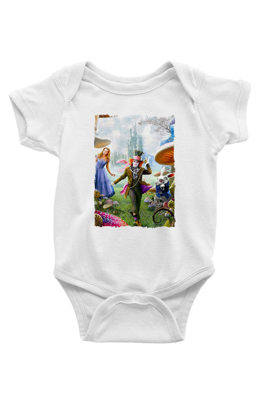 Alice in Wonderland Beyaz Bebek Body - Zıbın