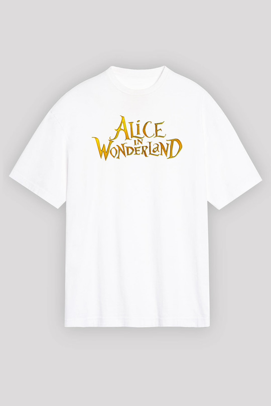 Alice in Wonderland Beyaz Unisex Oversize Tişört T-Shirt