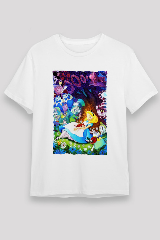 Alice in Wonderland Beyaz Unisex Tişört T-Shirt