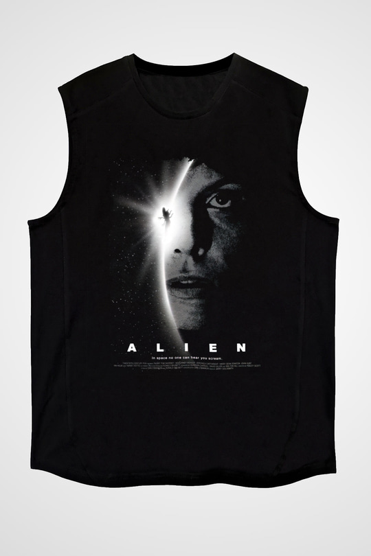Alien Siyah Unisex Kolsuz Tişört