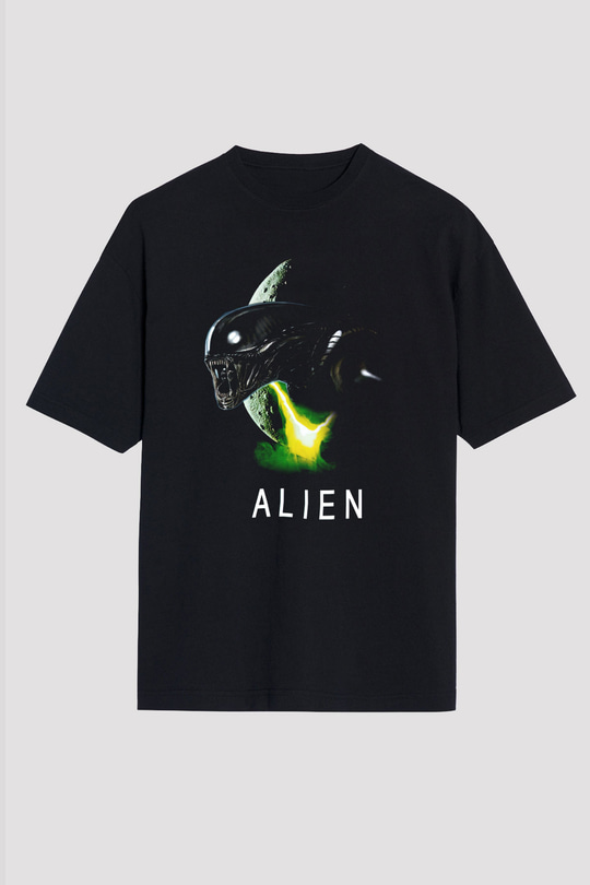 Alien Siyah Unisex Oversize Tişört T-Shirt