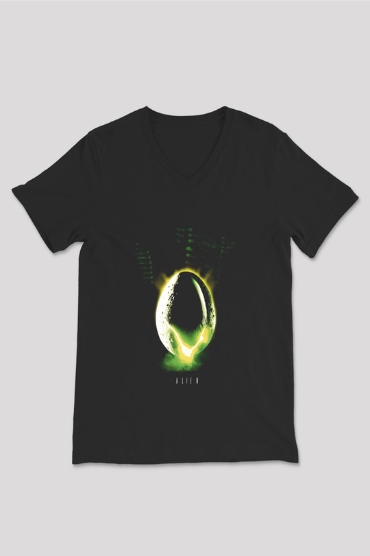 Alien Siyah Unisex  V Yaka Tişört