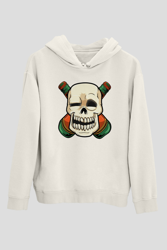 Alkolik Kuru KafaBeyaz  Unisex Hoodie