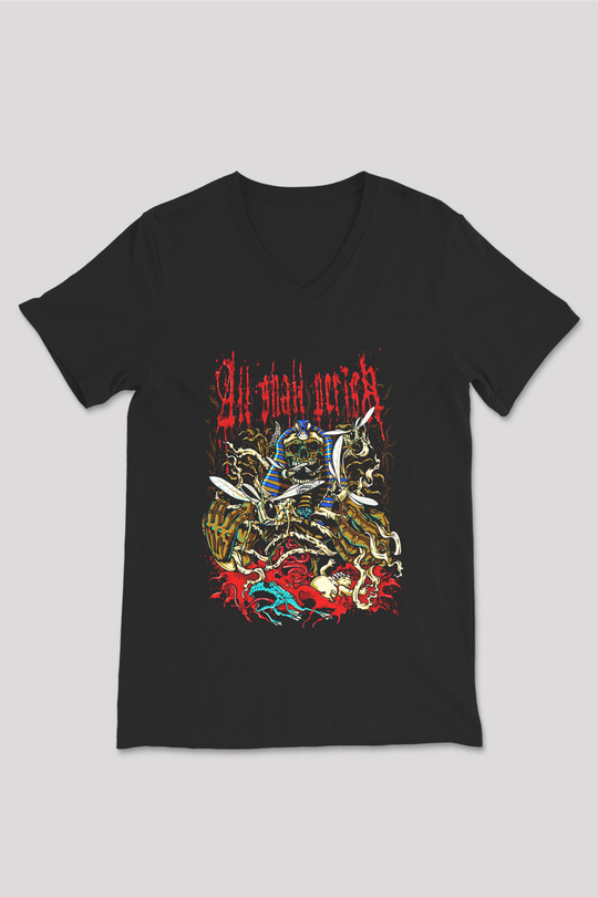 All Shall Perish Siyah Unisex V Yaka Tişört T-Shirt