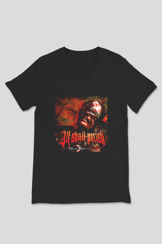 All Shall Perish Siyah Unisex V Yaka Tişört T-Shirt