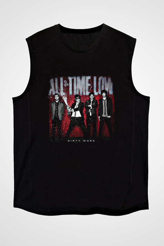 All Time Low Baskılı Unisex Siyah Kolsuz Tişört
