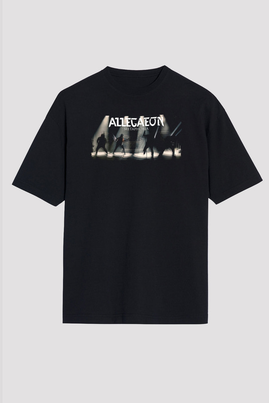 Allegaeon Baskılı Unisex Siyah Oversize Tişört - Tshirt