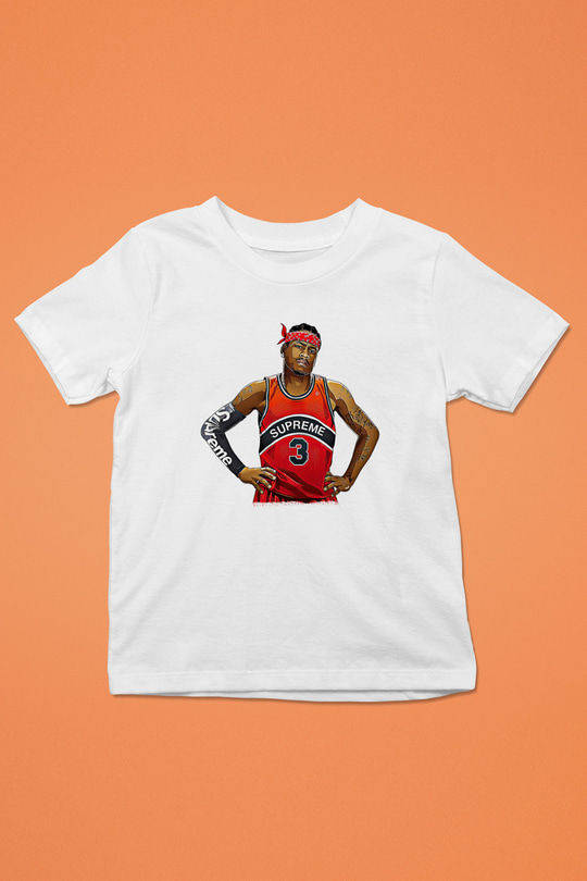 Allen Iverson Baskılı Beyaz Unisex Beyaz Çocuk Tişört - Tshirt