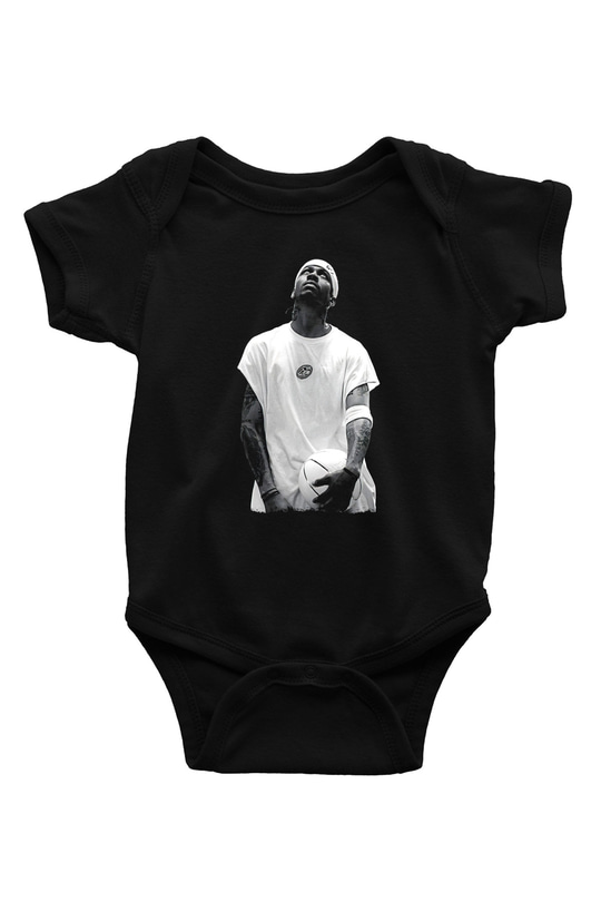 Allen Iverson Baskılı Unisex Siyah Bebek Body - Zıbın