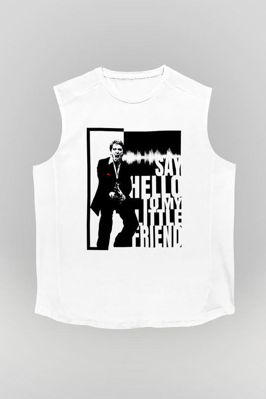 Alpacino Say Hello To My Little Friend Beyaz Unisex Kolsuz Tişört