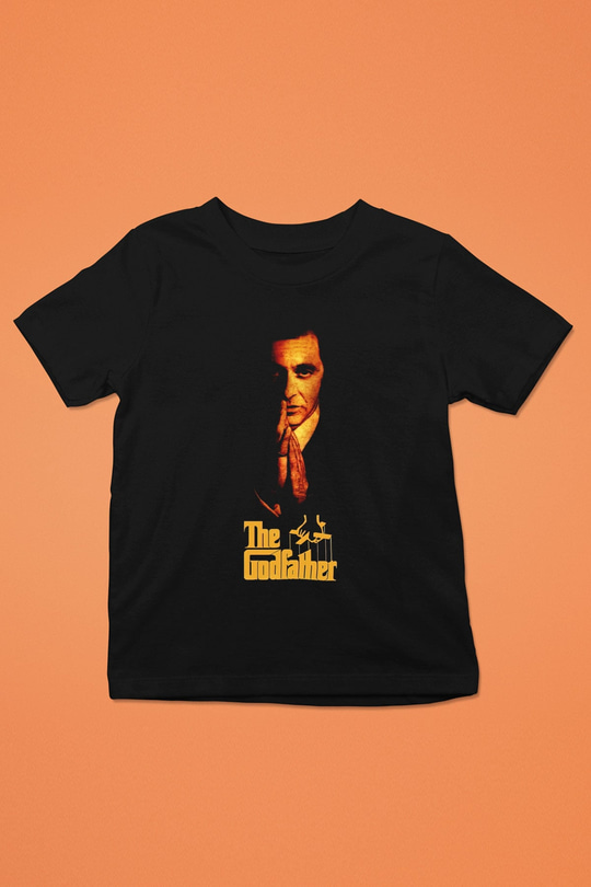 Alpacino The Godfather Baskılı Siyah Unisex Çocuk Tişört