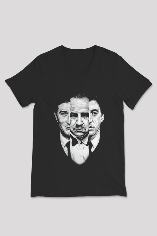 Alpacino The Godfather Siyah Unisex V Yaka Tişört T-Shirt