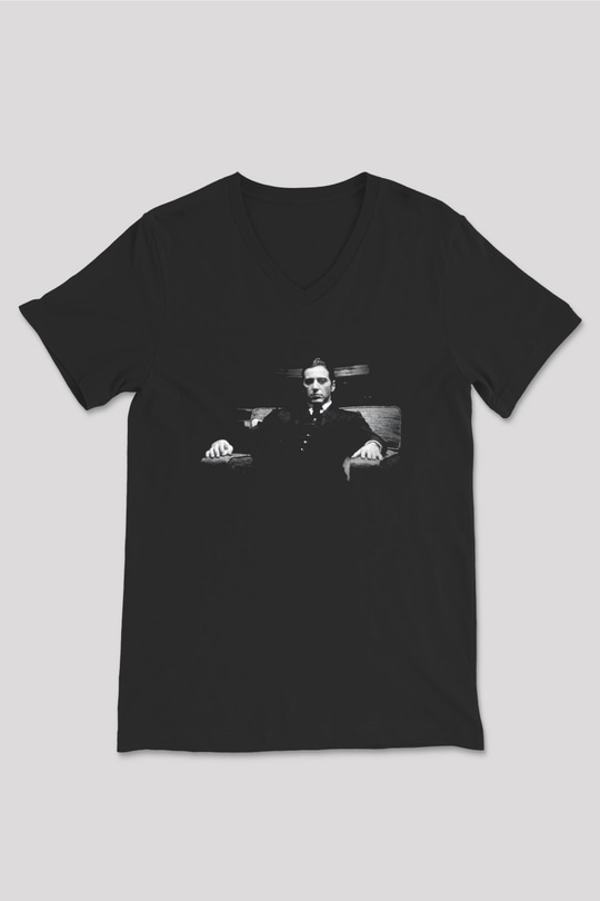 Alpacino The Godfather Siyah Unisex V Yaka Tişört T-Shirt