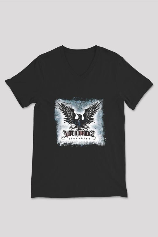 Alter Bridge Baskılı Unisex Siyah V Yaka Tişört