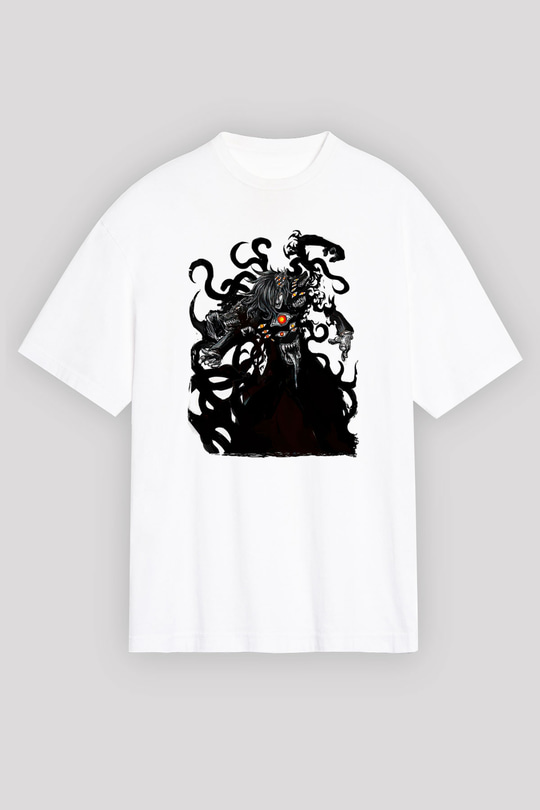 Alucard Baskılı Beyaz Unisex Oversize Tişört - Tshirt