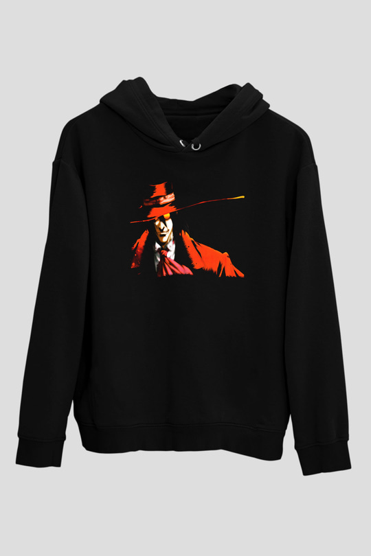 Alucard Baskılı Unisex Siyah Hoodie