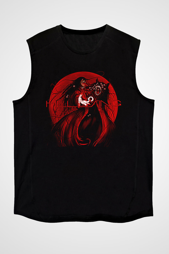 Alucard Baskılı Unisex Siyah Kolsuz Tişört - Tshirt