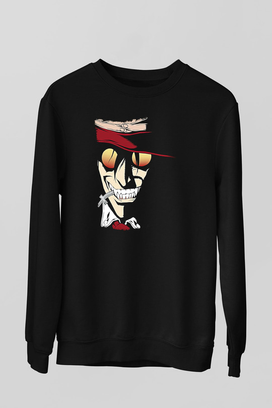 Alucard Baskılı Unisex Siyah Sweatshirt