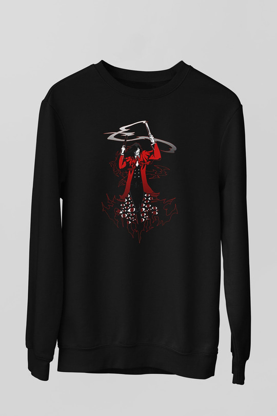 Alucard Baskılı Unisex Siyah Sweatshirt
