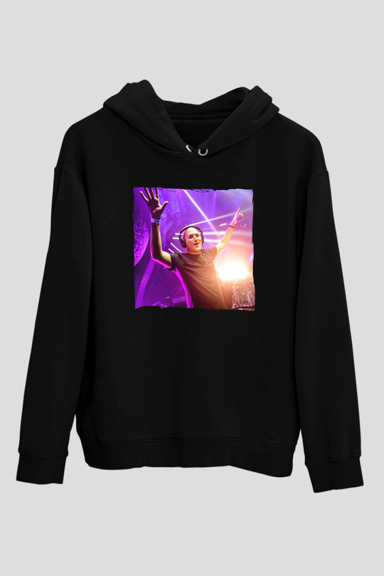 Aly & Fila Siyah Unisex Kapüşonlu Sweatshirt