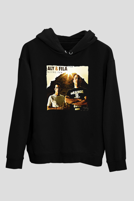 Aly & Fila Siyah Unisex Kapüşonlu Sweatshirt