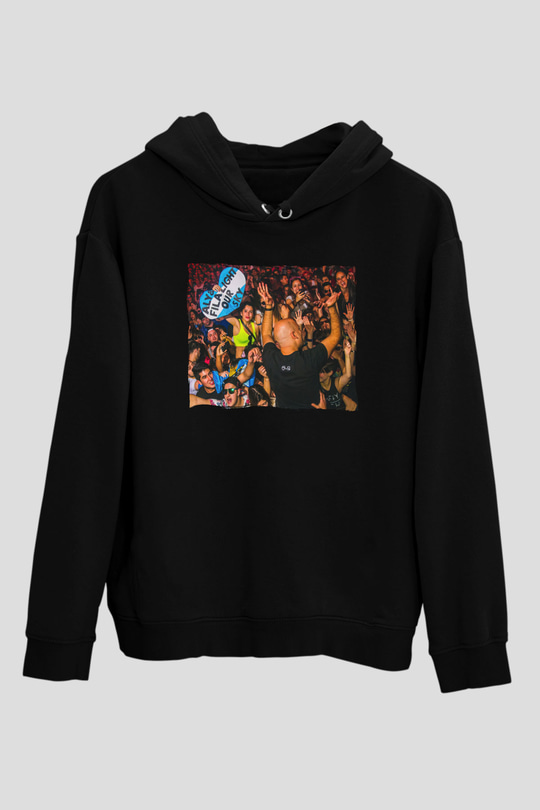 Aly & Fila Siyah Unisex Kapüşonlu Sweatshirt