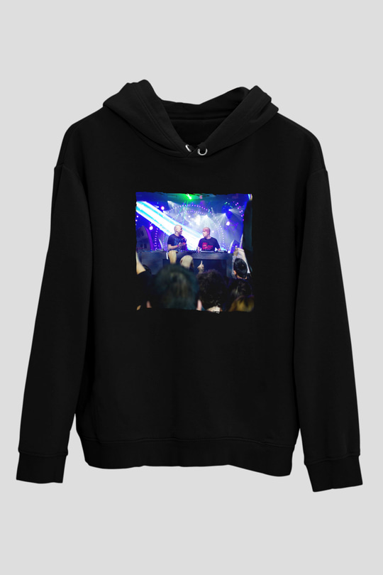Aly & Fila Siyah Unisex Kapüşonlu Sweatshirt