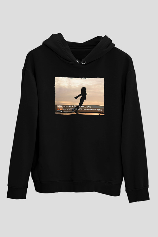 Aly & Fila Siyah Unisex Kapüşonlu Sweatshirt