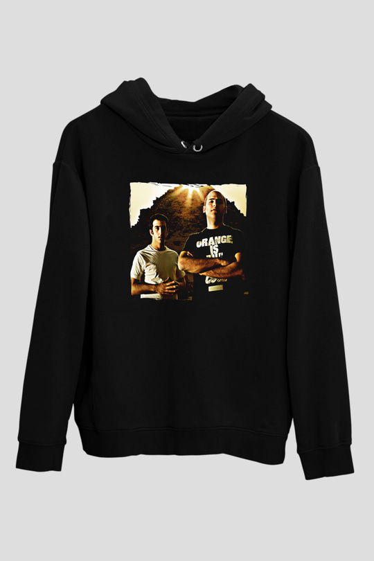 Aly & Fila Siyah Unisex Kapüşonlu Sweatshirt