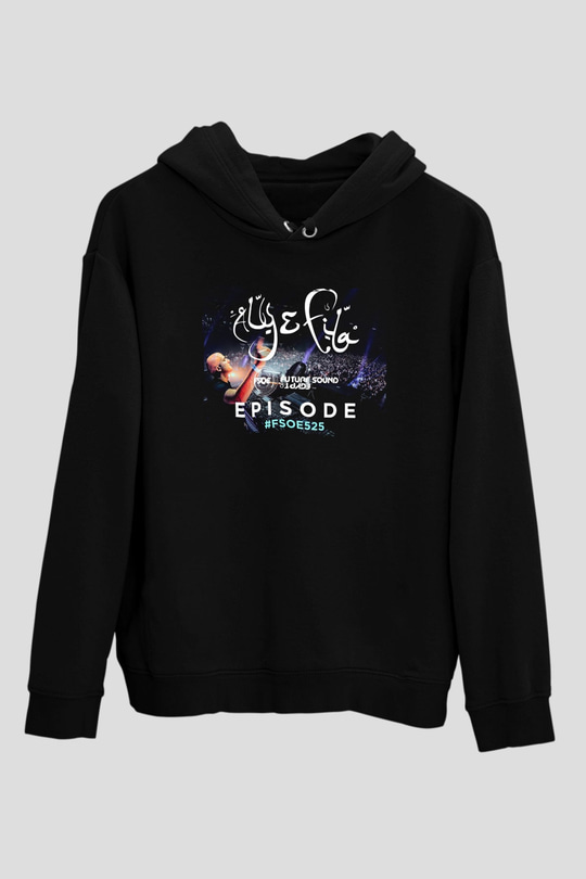 Aly & Fila Siyah Unisex Kapüşonlu Sweatshirt