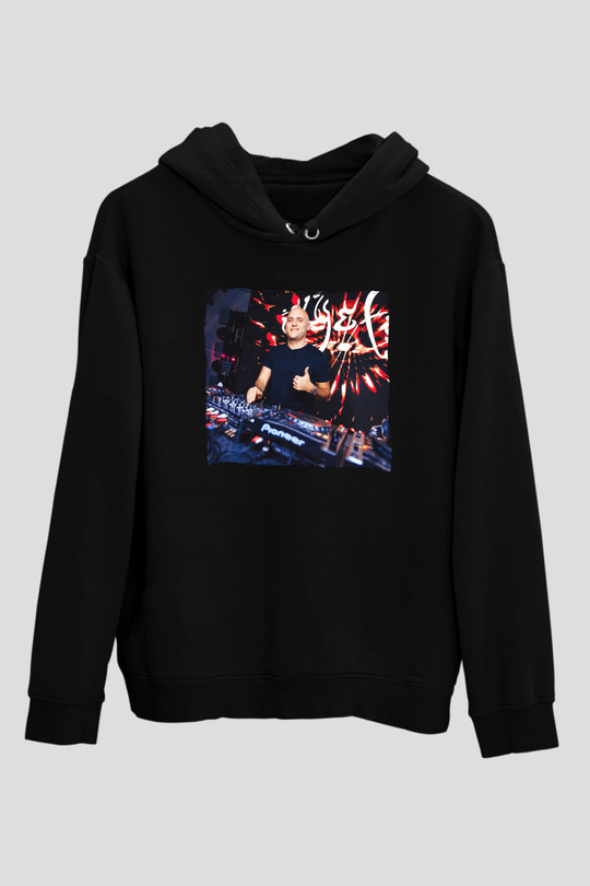 Aly & Fila Siyah Unisex Kapüşonlu Sweatshirt