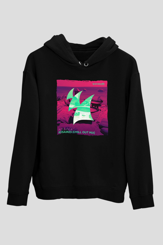 Aly & Fila Siyah Unisex Kapüşonlu Sweatshirt