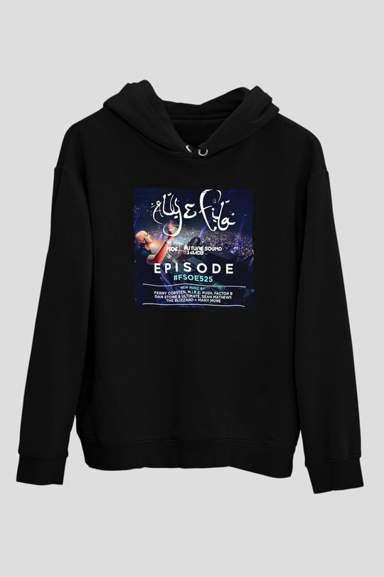 Aly & Fila Siyah Unisex Kapüşonlu Sweatshirt