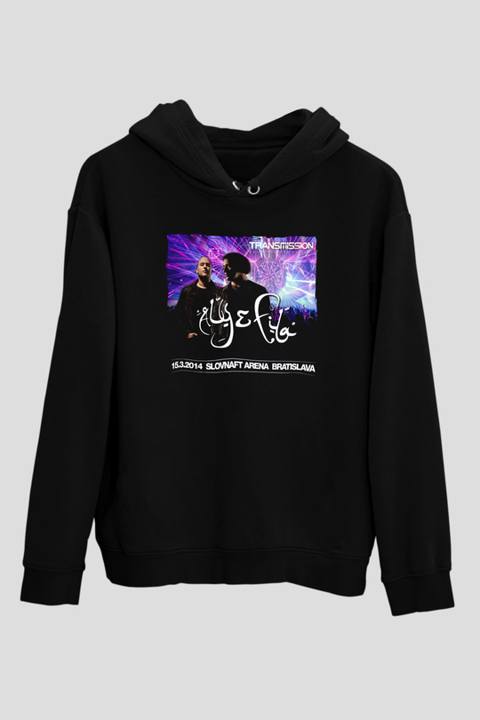 Aly & Fila Siyah Unisex Kapüşonlu Sweatshirt