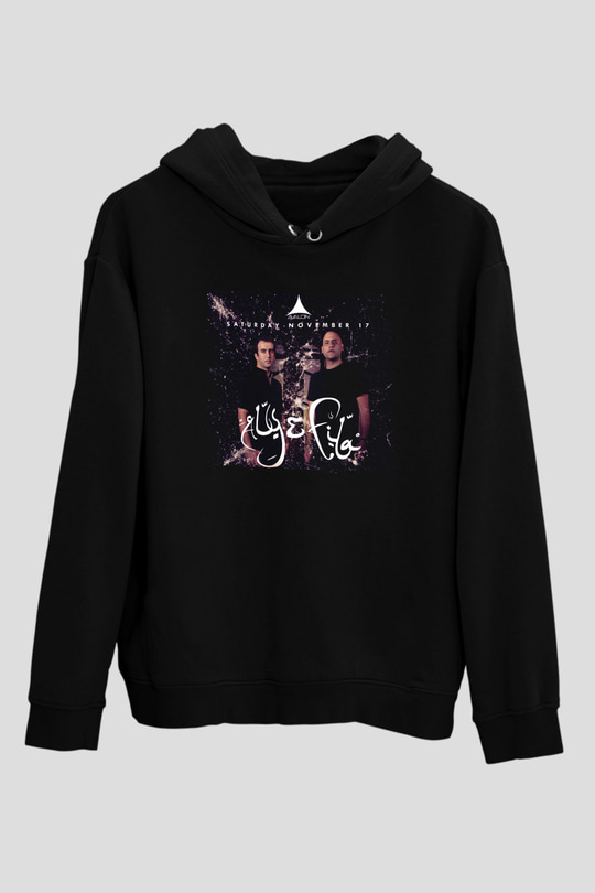 Aly & Fila Siyah Unisex Kapüşonlu Sweatshirt