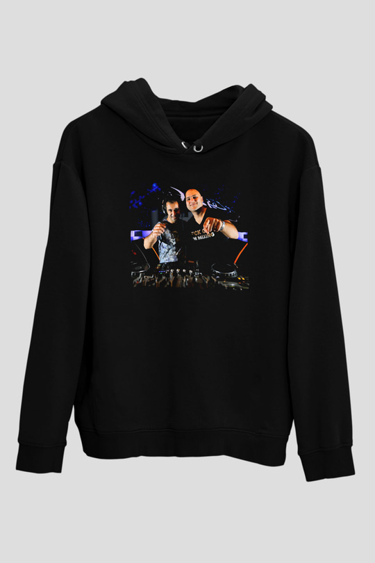 Aly & Fila Siyah Unisex Kapüşonlu Sweatshirt