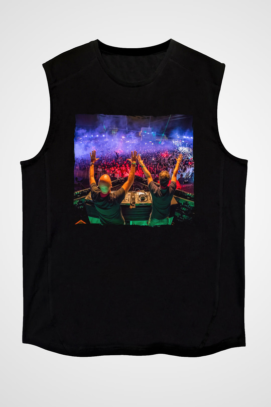 Aly & Fila Siyah Unisex Kolsuz Tişört