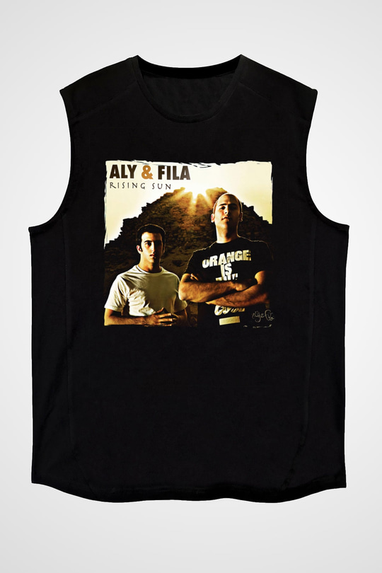 Aly & Fila Siyah Unisex Kolsuz Tişört