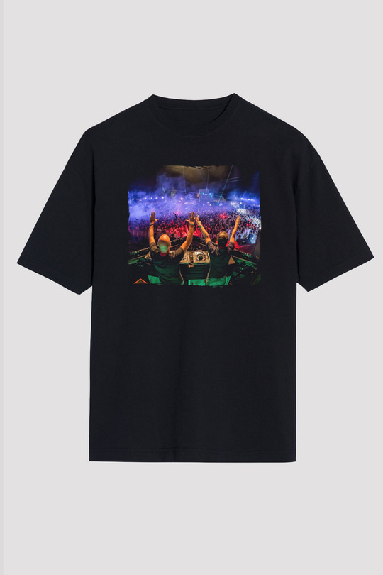 Aly & Fila Siyah Unisex Tişört T-Shirt - TişörtFabrikası