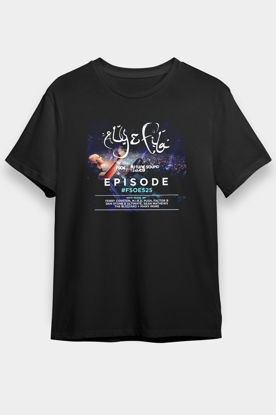 Aly & Fila Siyah Unisex Tişört T-Shirt - TişörtFabrikası