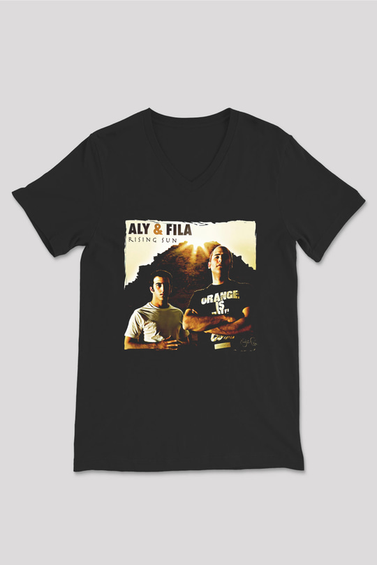 Aly & Fila Siyah Unisex V Yaka Tişört
