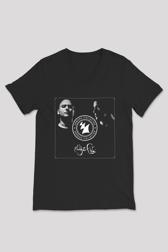 Aly & Fila Siyah Unisex V Yaka Tişört