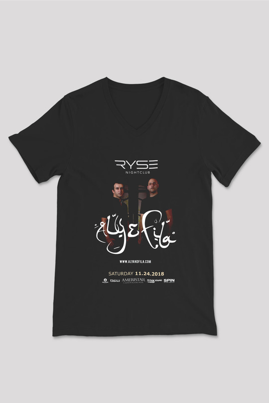 Aly & Fila Siyah Unisex V Yaka Tişört